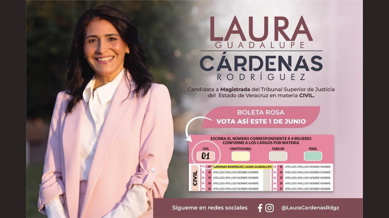 1 Laura Cárdenas Rodríguez, candidata a Magistrada del Tribunal Superior de Justicia del Estado de Veracruz en Materia Civil